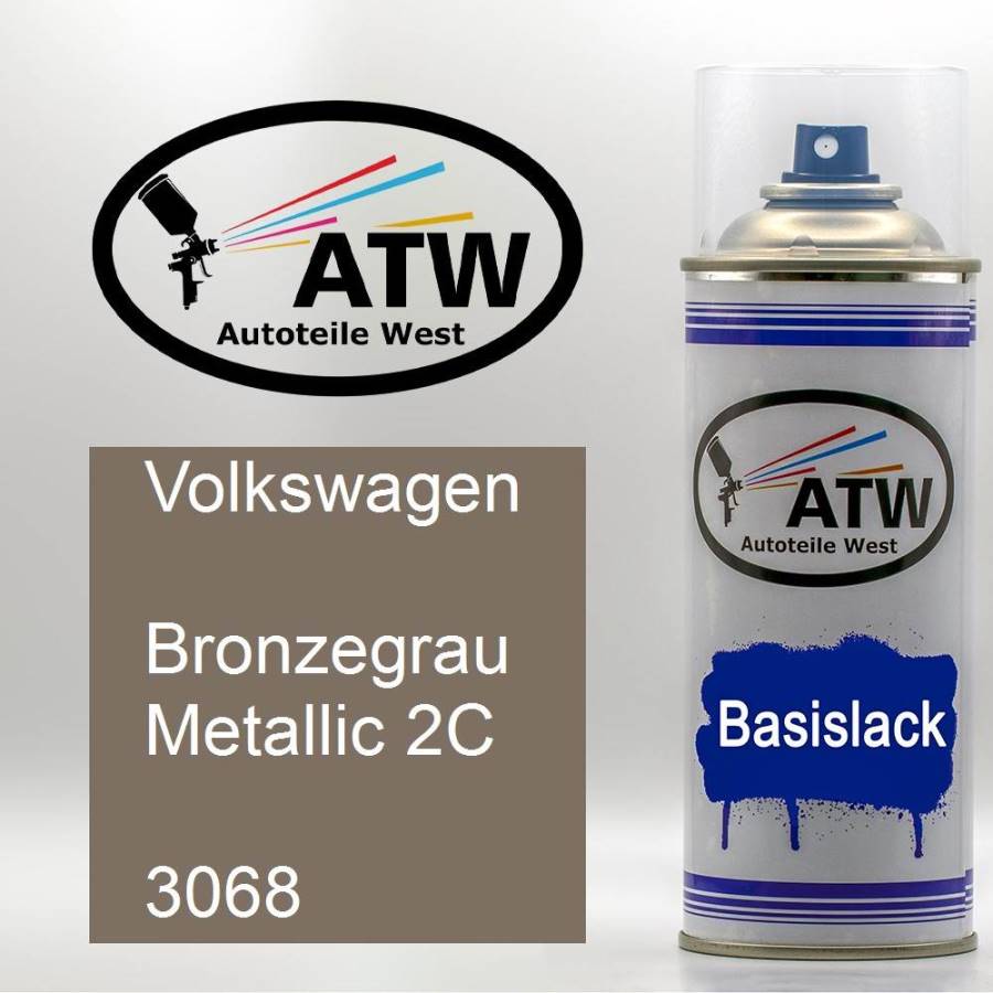 Volkswagen, Bronzegrau Metallic 2C, 3068: 400ml Sprühdose, von ATW Autoteile West.